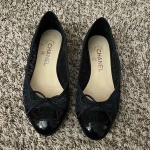 Chanel navy lace flats